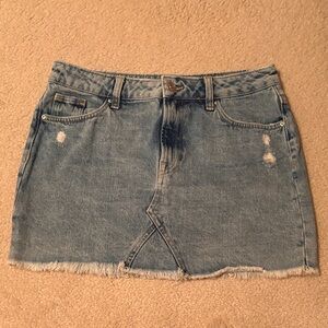 H&M Light Blue Distressed Mini Skirt